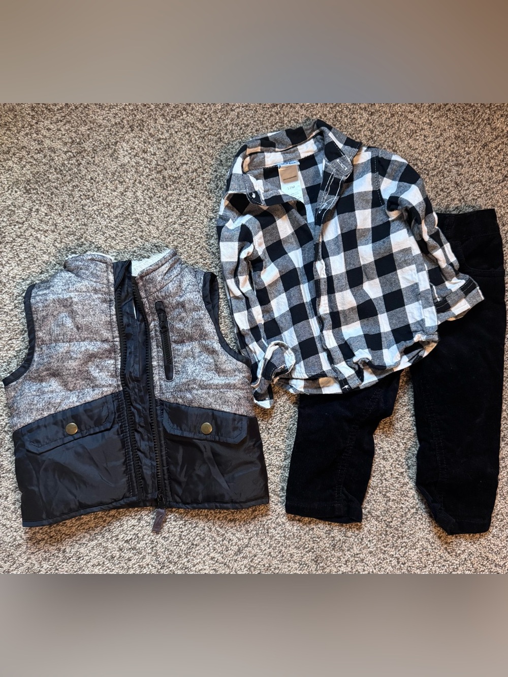 Kids Black & White Buffalo Plaid Button-Down Shirt - Unbranded